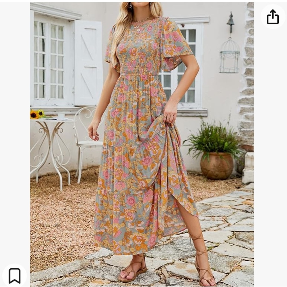 Flutter sleeve maxi dress